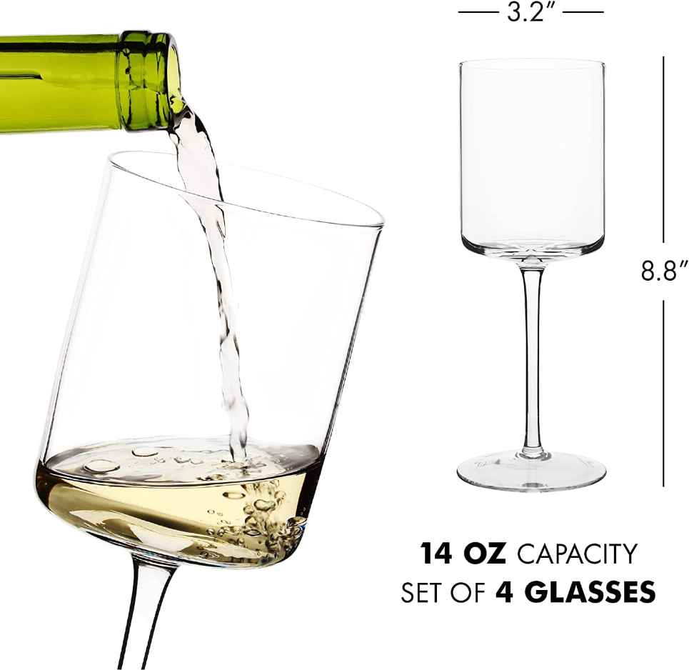 Crystal Square Wine Glasses 4 pack 14oz