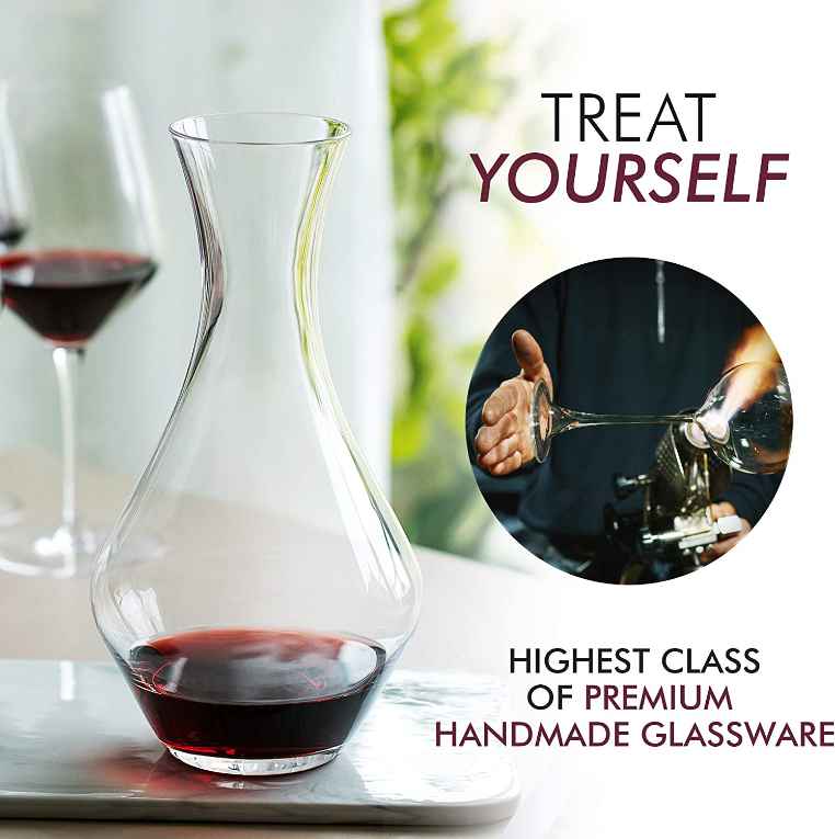 Vintage Series Crystal Glass Carafe%100 Handmade Stunning Wine Decanter for  Enhanced Aeration and Elegant Serving - Perfect for Red and White Wines