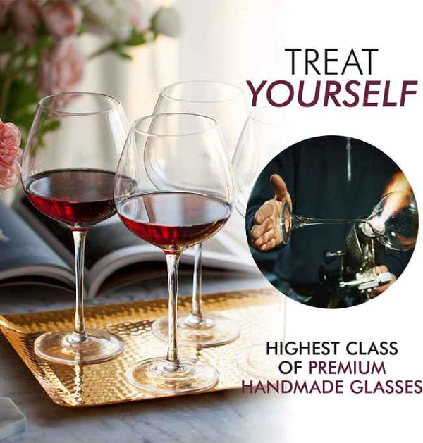 ELIXIR GLASSWARE Red Wine Glasses – Set of 4 Hand Large (Pack 4), Crystal