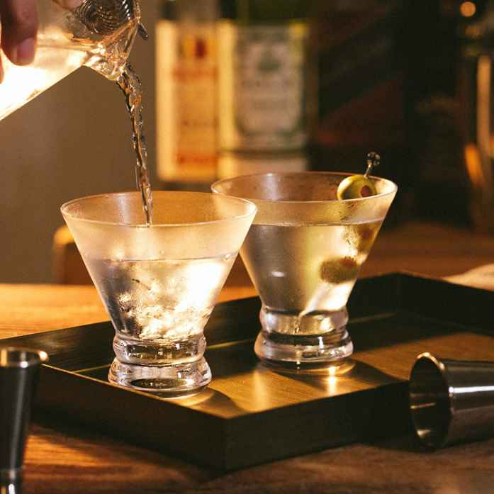 Elixir Glassware Stemless Martini Glasses Set of 4 - Hand Blown Crystal Martini Glasses - Elegant Cocktail Glasses for Bar - 9oz, Clear, Size: One