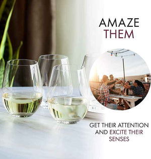 Stemless White Wine Glasses 4 pack 18 oz - Elixir Glassware