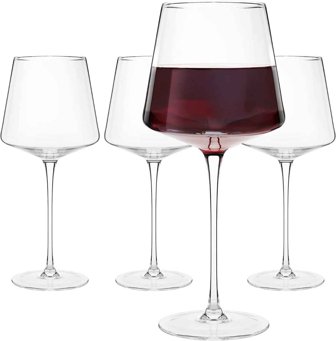 Elixir Glassware Red Wine Glasses - Set of 4 Hand Blown Large Wine Glasses  - Long Stem Wine Glasses, Premium Crystal - 22oz, Clear