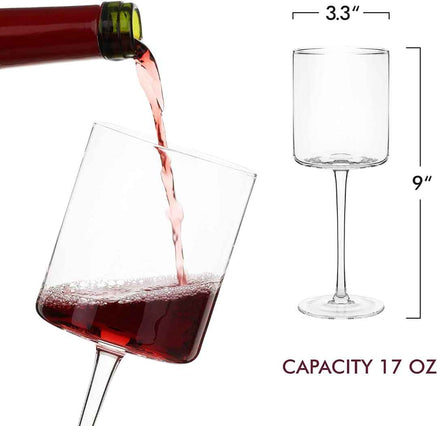 Crystal Square Wine Glasses 4 pack 17oz