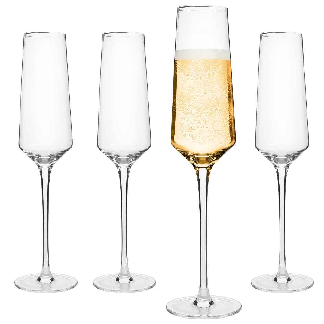 Vintage Mixed Champagne Flutes, Set of 8 Champagne Glasses 
