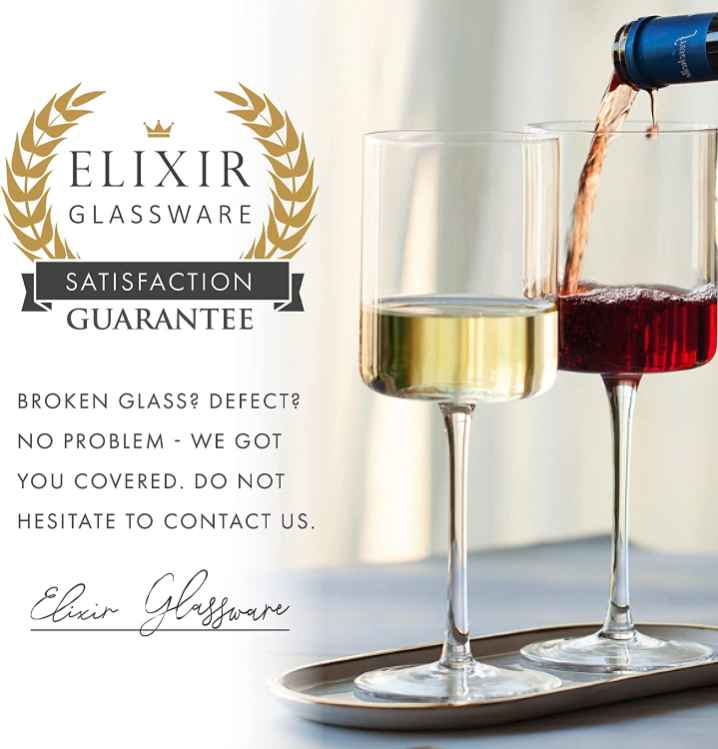 Elixir Glassware Modern Red Wine Glasses Set of 4 - Hand Blown Crystal Wine  Glasses - Unique Large, Tall Long Stem Wine Glasses - 22oz, Clear 