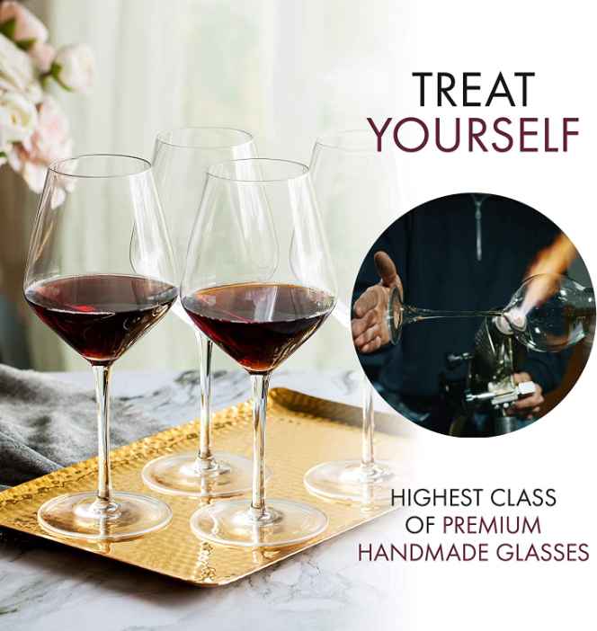 Elixir Glassware Crystal Wine Glasses - 22oz x 4 - Red & White