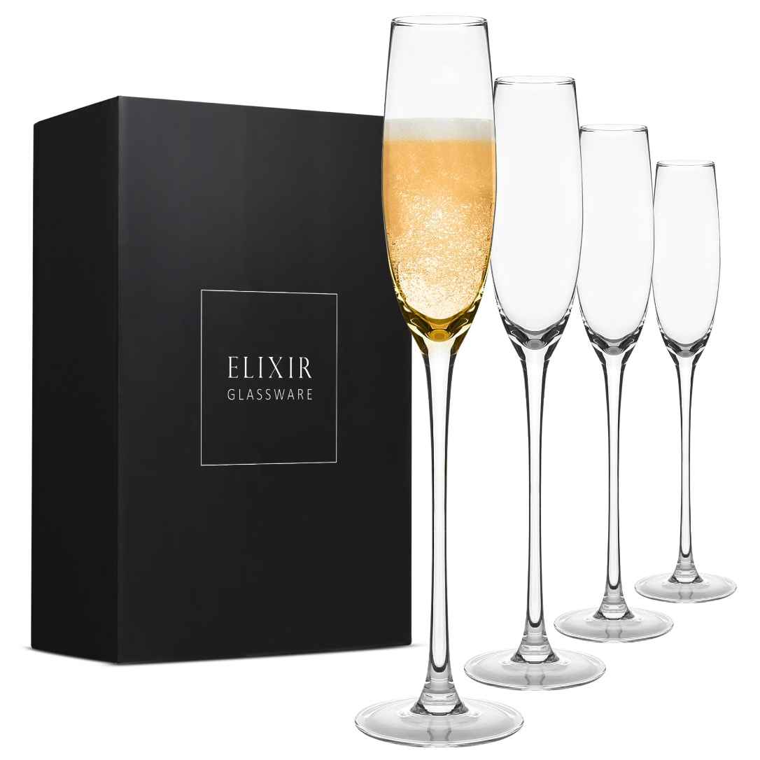 Milpitas Stemmed Champagne 8 oz. Glass Flute (Set of 4) Everly Quinn Color: Black/Gold