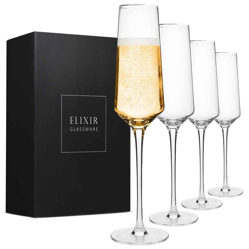 Elixir Glassware Red Wine Glasses – Large Wine Glasses, Hand Blown – Set of 4 Long Stem Wine Glasses, Premium Crystal – Wine Tastin