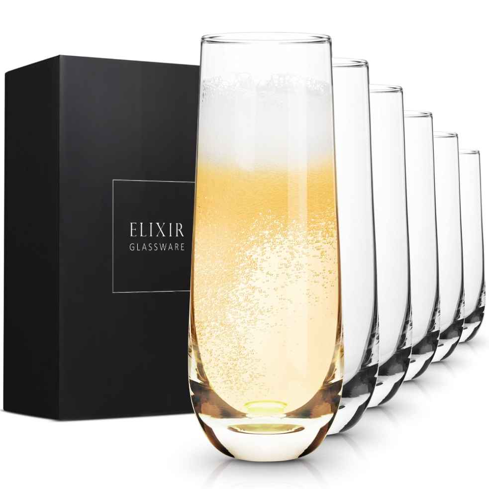 Libbey Stemless Champagne Flute Glasses, Set of 12